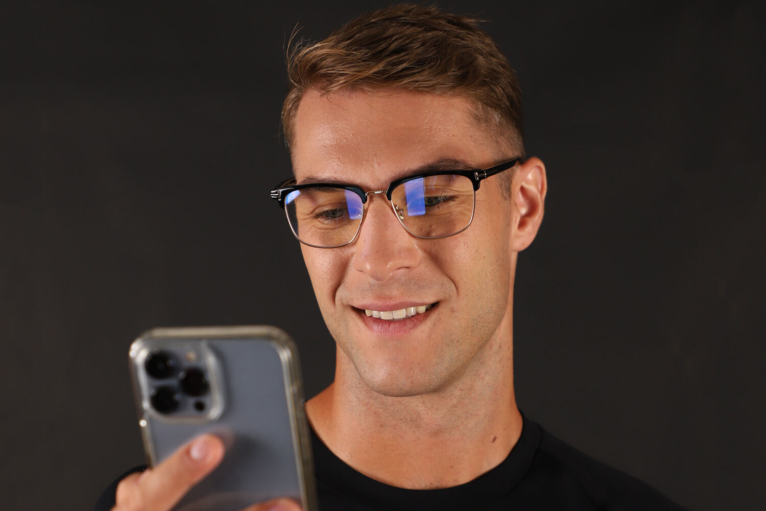 Tom Ford FT5683-B with Clip-On 001 Blue-Light Block スクエア Shiny