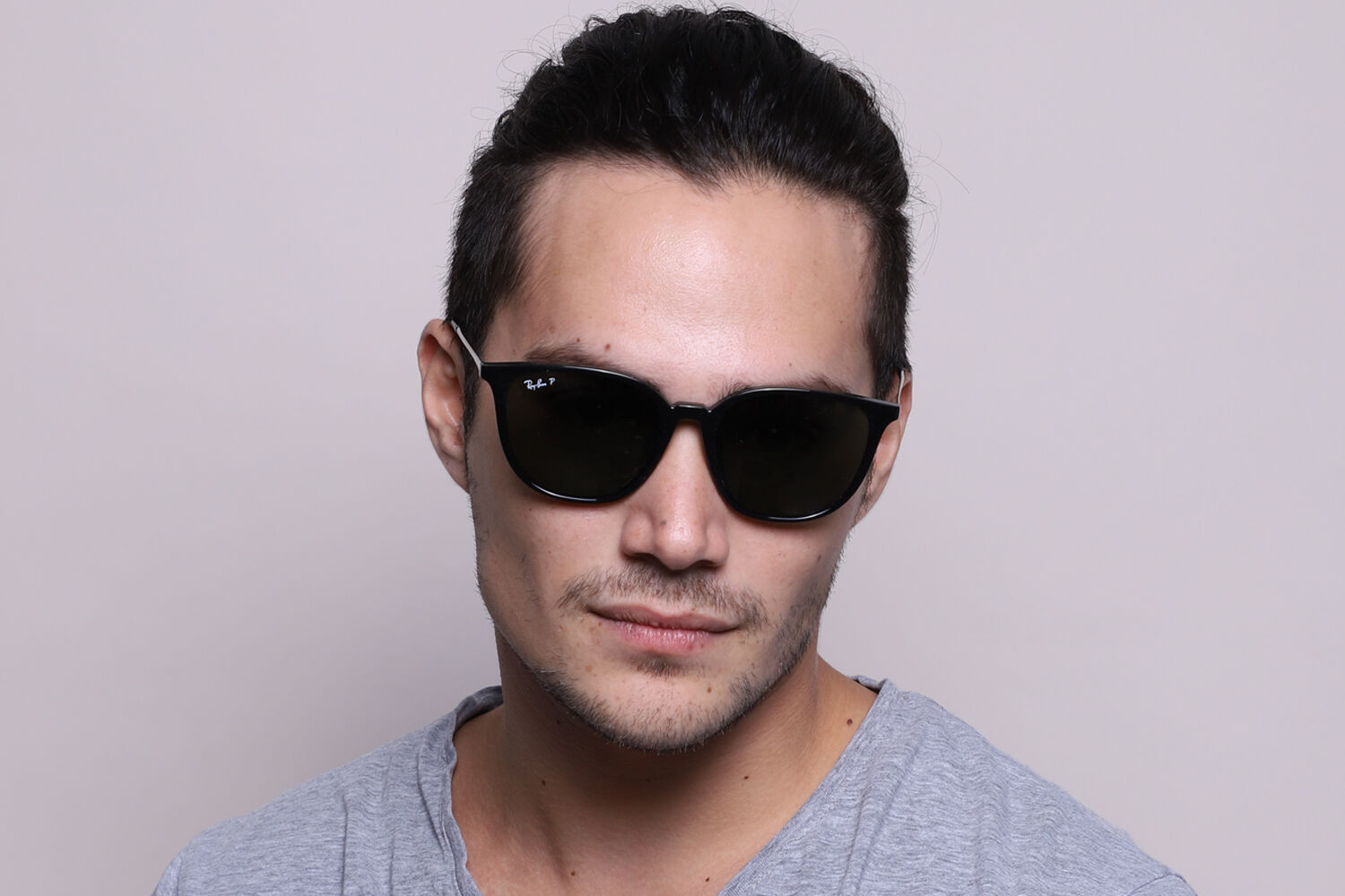 Ray-Ban RB4348D Asian Fit 601/9A オーバル Shiny Black サングラス
