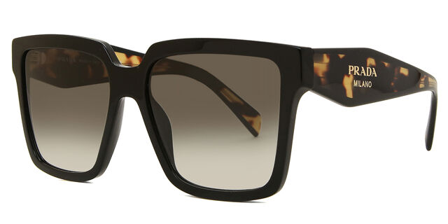 Prada PR 24ZS 1AB0A7 スクエア ブラック サングラス 