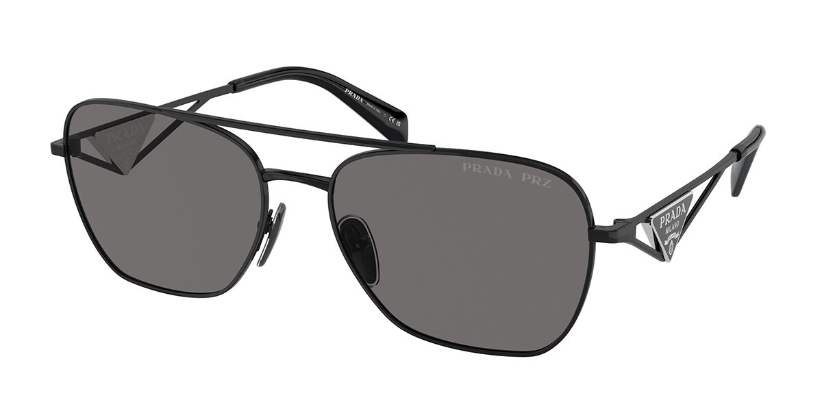 PRADA アビエイターサングラス ブラック 室 Prada PR A50S Polarized 1AB5Z1 Pilot Metallic Black サングラス