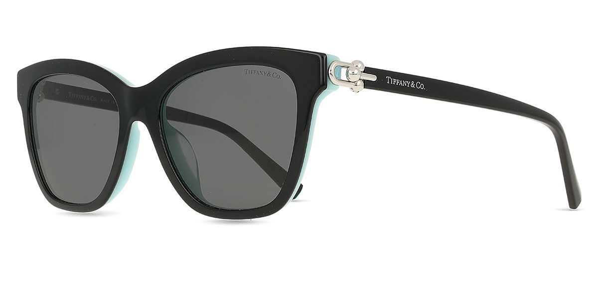 Tiffany ネイビーのスクエアサングラス Tiffany & Co. TF4241D Asian Fit 8055S4 スクエア Black On Tiffany