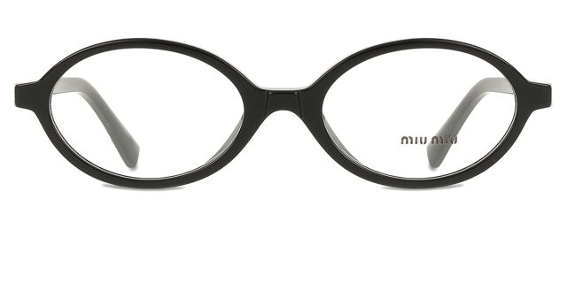 Miu Miu MU01XV 1AB1O1 オーバル ブラック 眼鏡 | SmartBuyGlasses 日本