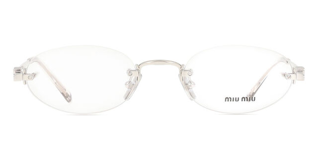 Miu Miu MU53WV 1BC1O1 オーバル シルバー 眼鏡 | SmartBuyGlasses 日本