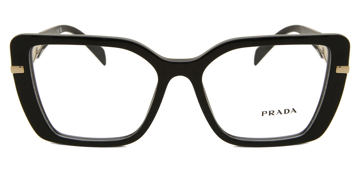 prada ブラック catwalk アンギュラー キャットアイメガネ Prada Eyewear: ブラック Catwalk アンギュラー キャットアイメガネ