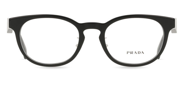 Prada PR B06VD Asian Fit 16K1O1 オーバル ブラック 眼鏡 