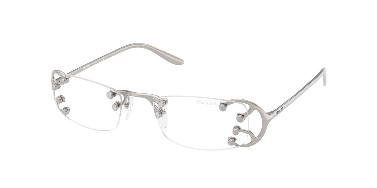 極美品 PRADA プラダ リムレス サングラス SPR 55A 2AC-5A1 クリア グレー プラスチック イタリア製 中古 4b002257 プラダ PRADA リムレス クリア カラーレンズ サングラス クリア