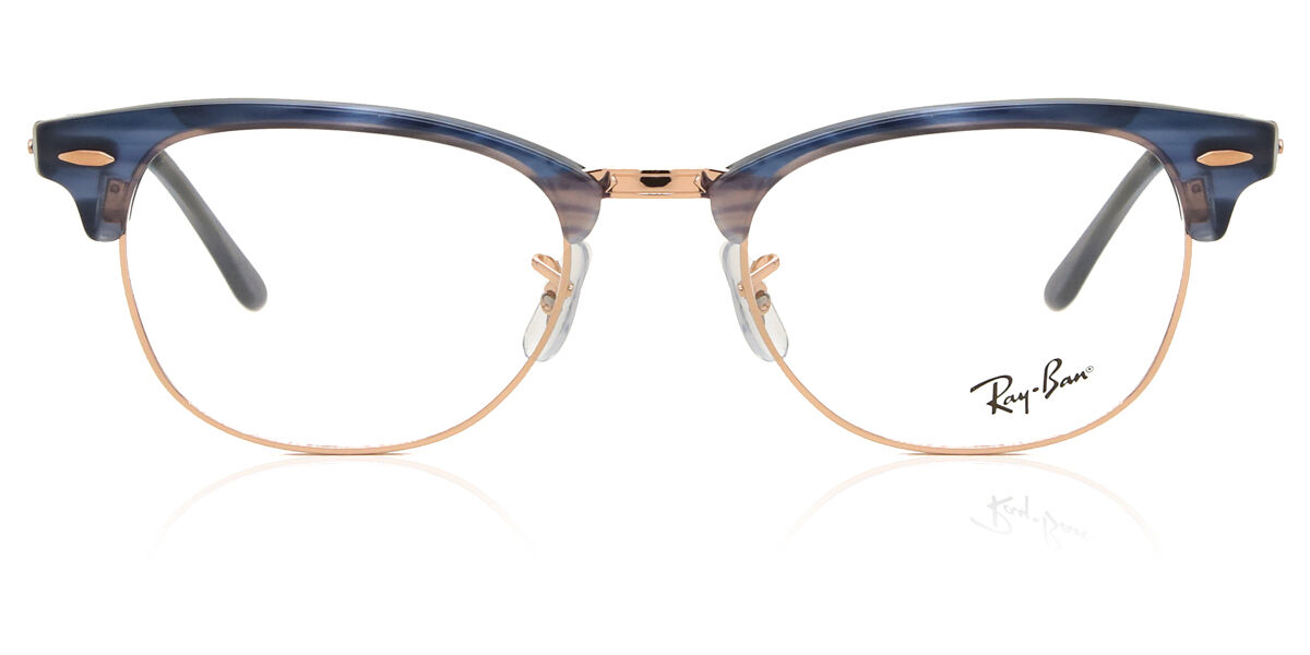 Ray-Ban RX5154 Clubmaster 8374 ブローライン形 Blue Striped/Rose