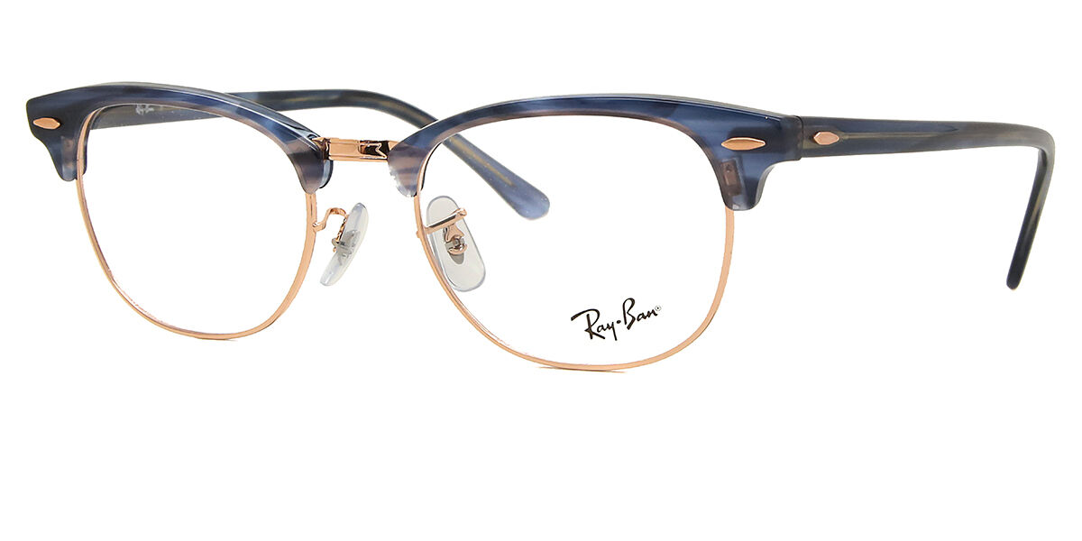 Ray-Ban RX5154 Clubmaster 8374 ブローライン形 Blue Striped/Rose