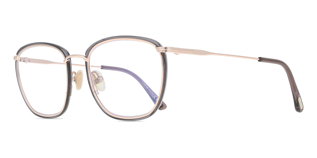 Tom Ford FT5702-B 020 Blue-Light Block スクエア Gold Grey 眼鏡