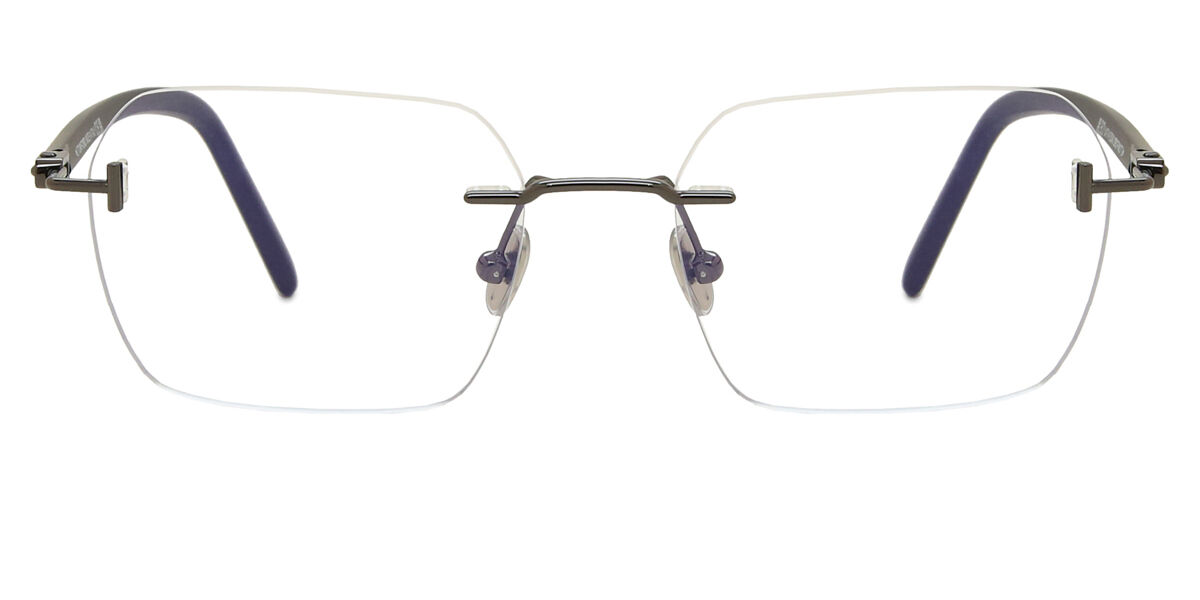 Tom Ford FT5934-B 012 Blue-Light Block Shiny Dark Ruthenium Silver