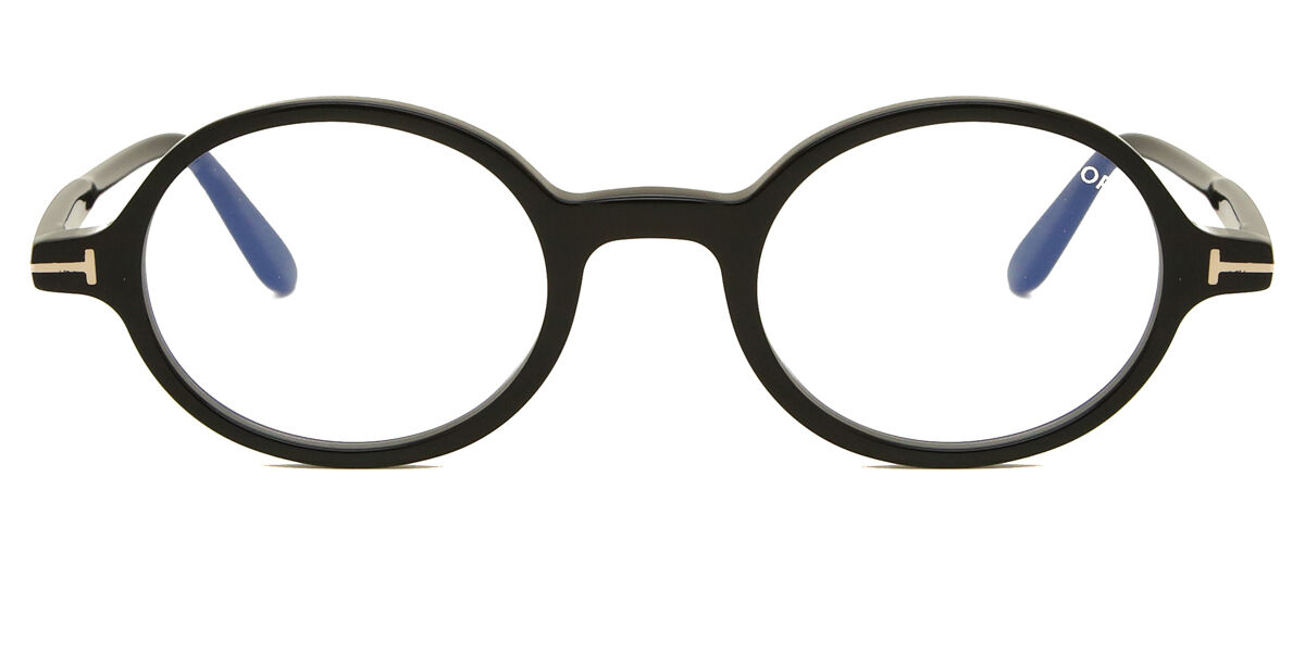 Tom Ford FT5975-B 001 Blue-Light Block ラウンド Shiny Black 眼鏡