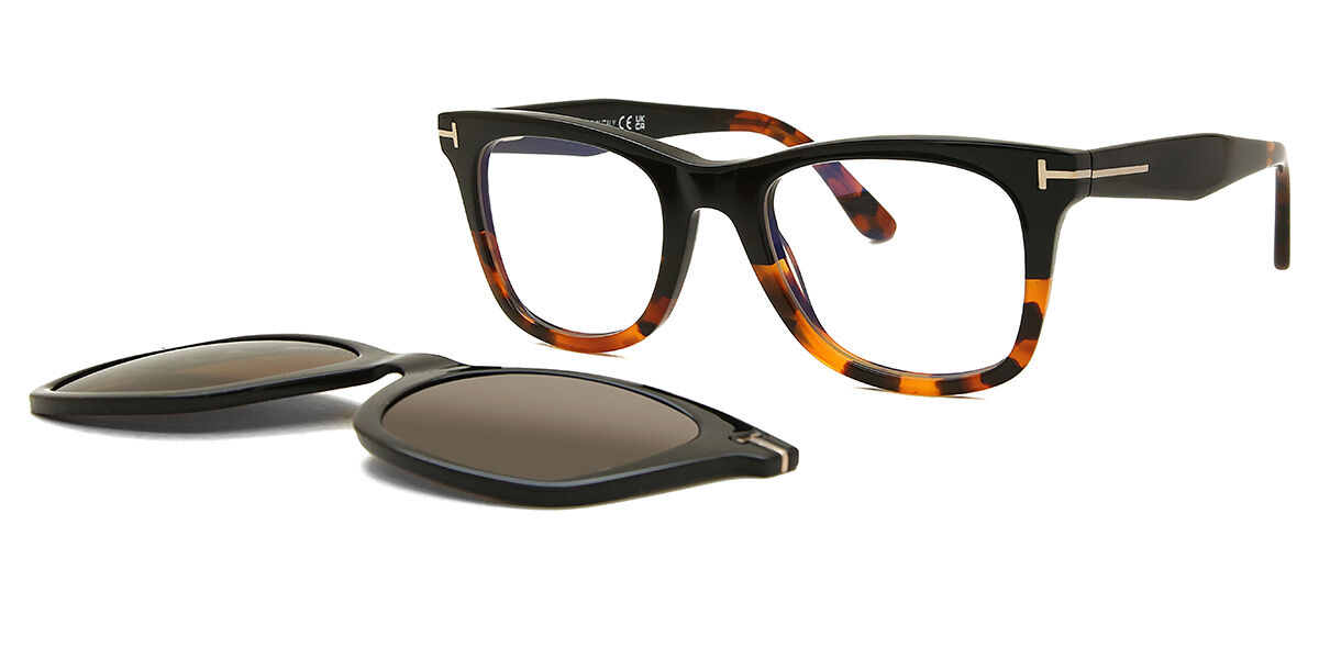 Tom Ford FT5532-B with Clip-On 52E Blue-Light Block スクエア べっ